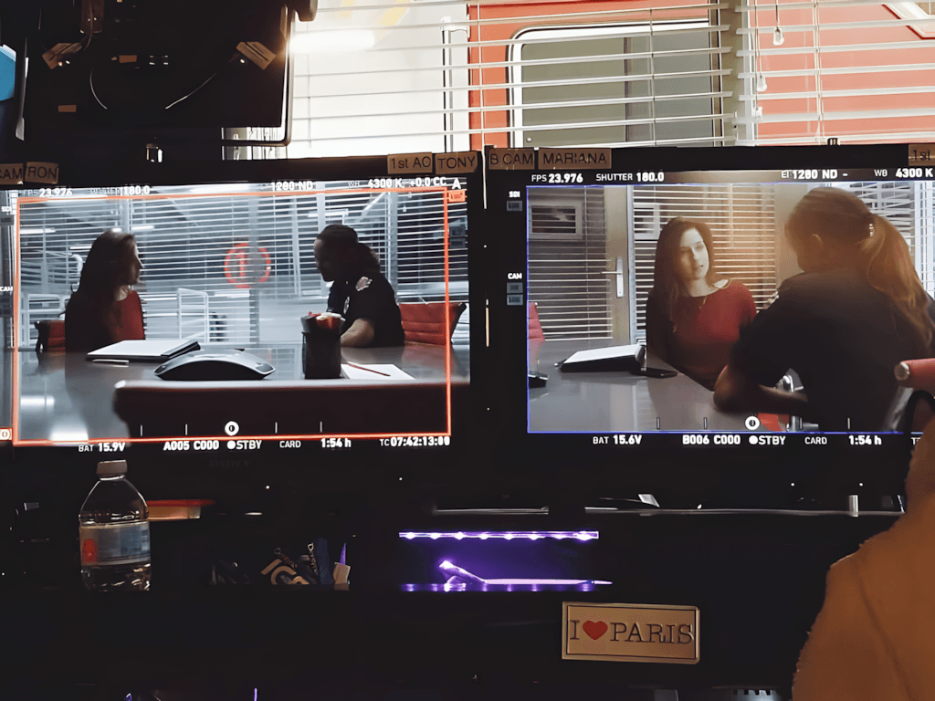 Samantha filming Station 19.